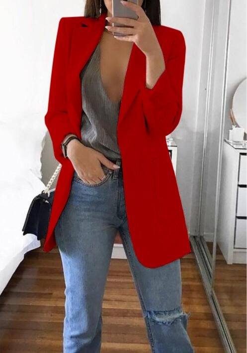 Fashionable Lapel Cardigan Suit Jacket Fashionable Lapel Cardigan Suit Jacket AliExpress Red 2XL 