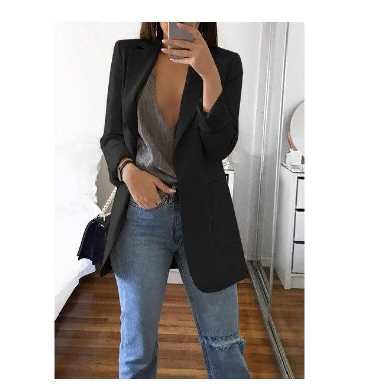 Fashionable Lapel Cardigan Suit Jacket Fashionable Lapel Cardigan Suit Jacket AliExpress Black 2XL 