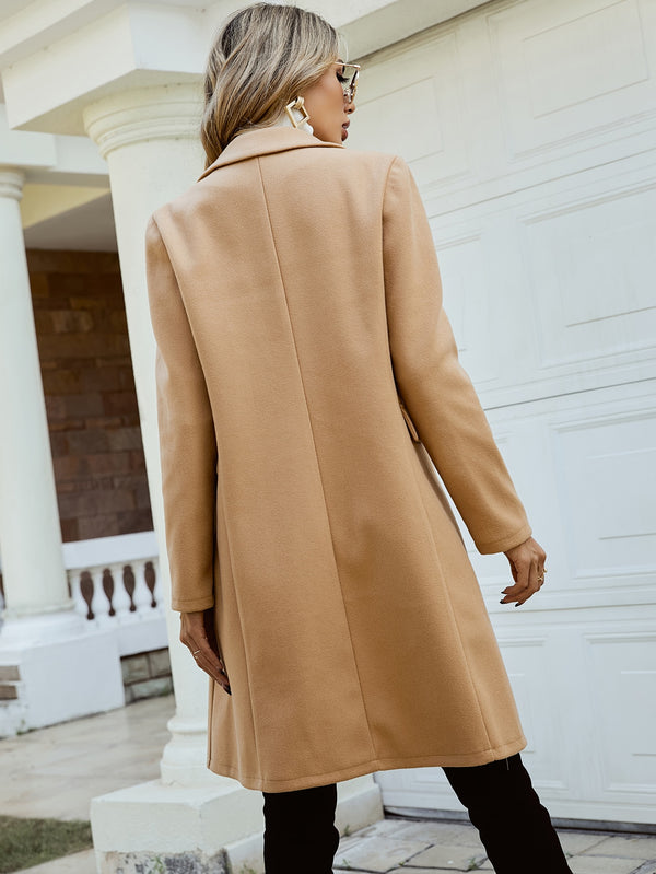 Frenchy Double Breasted Lapel Collar Overcoat Women Overcoats Marven   