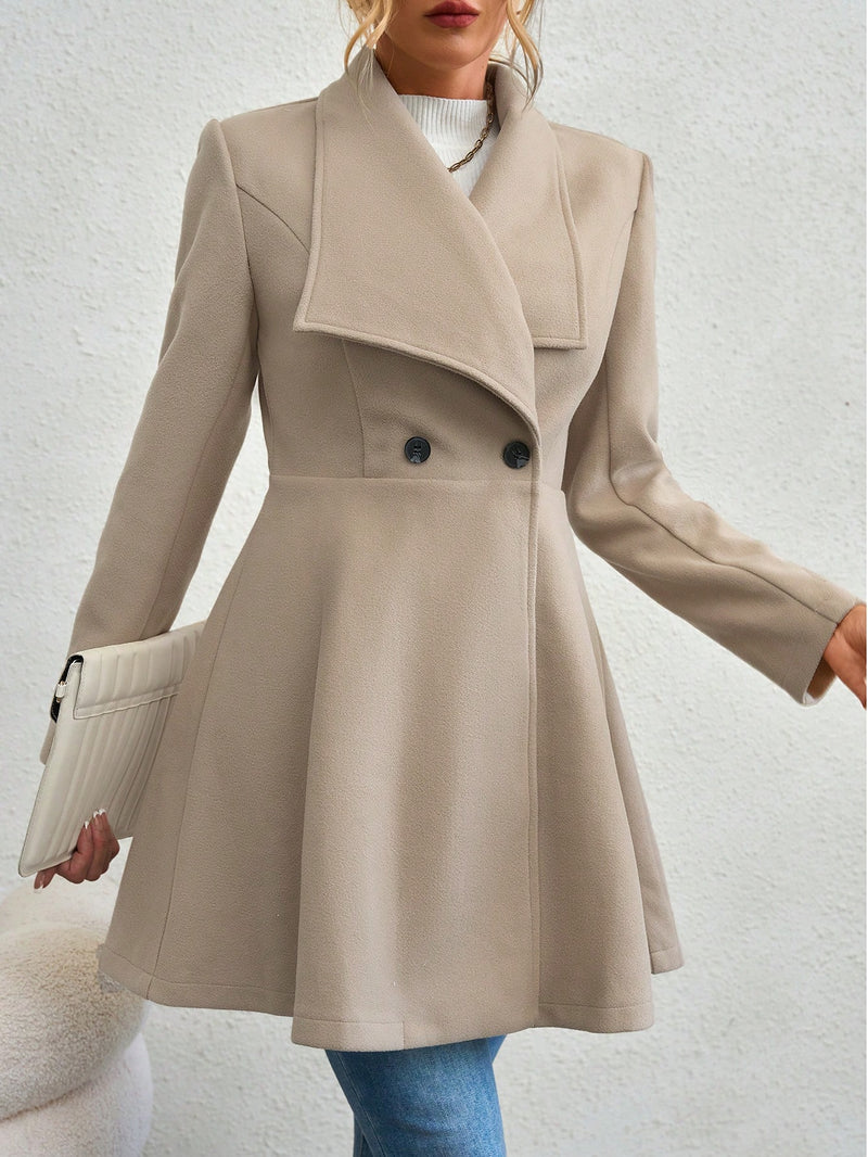 Privé Waterfall Collar Double Button Overcoat Women Overcoats Marven   