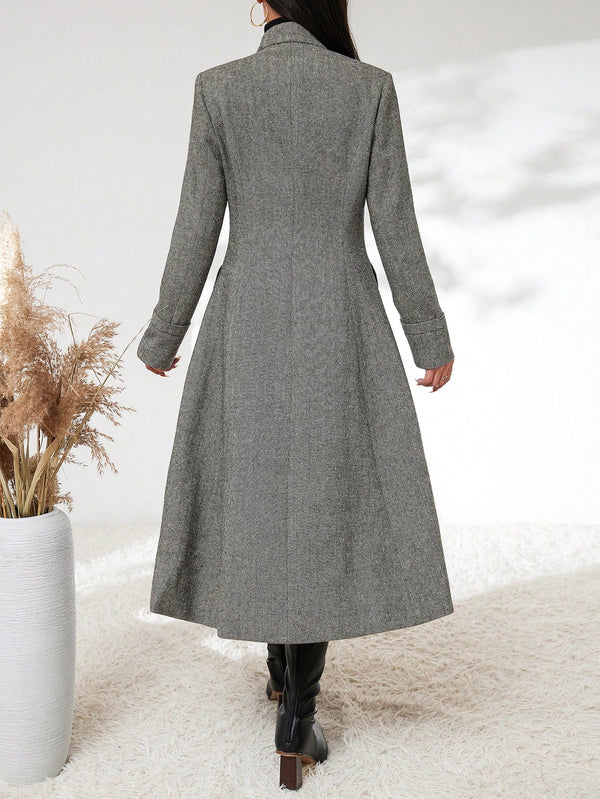 Modichic Lapel Neck Flap Detail Coat Women Coats Marven   