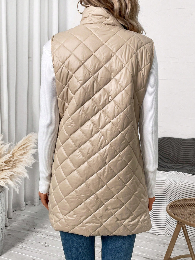 Solid Color Quilted Vest Jacket Women Winter Coats SHEIN   