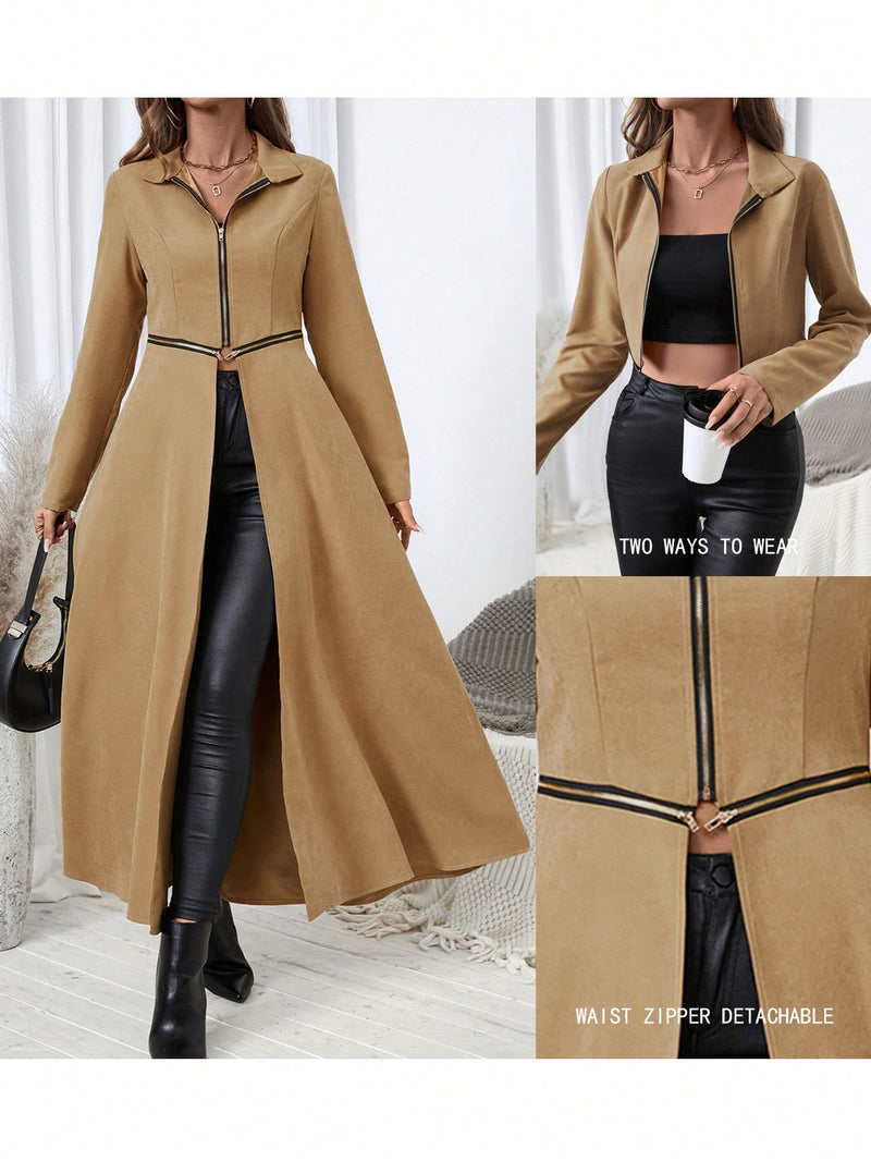 Women's Long Zip-Up Jacket Women Coats Shein   