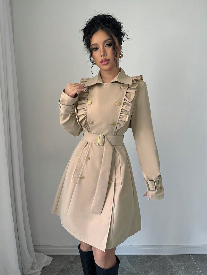 Women's Double-Breasted Trench Coat Women Trench Coats SHEIN   