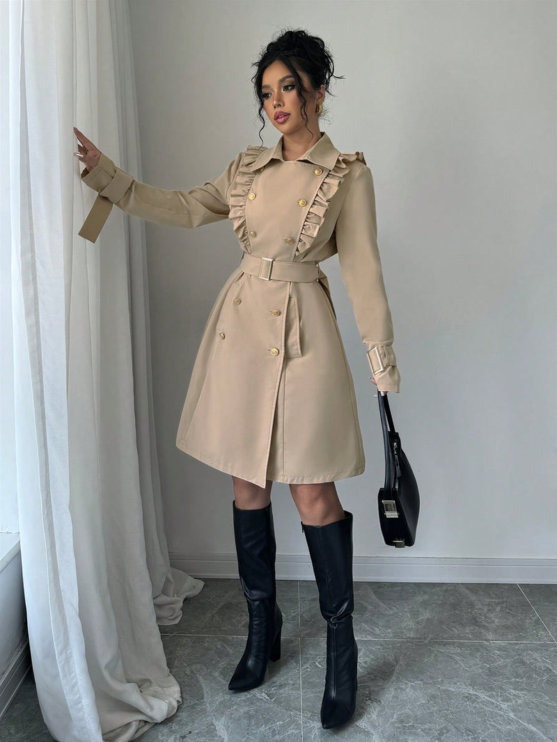 Women's Double-Breasted Trench Coat Women Trench Coats SHEIN   