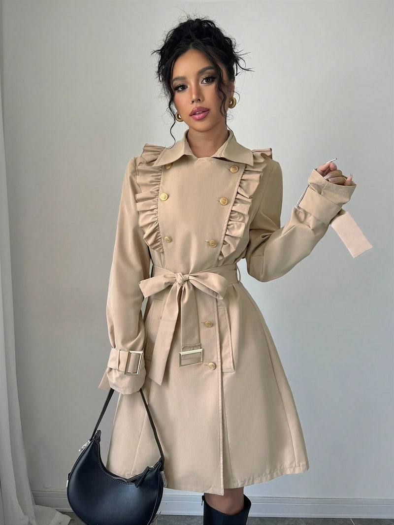 Women's Double-Breasted Trench Coat Women Trench Coats SHEIN   