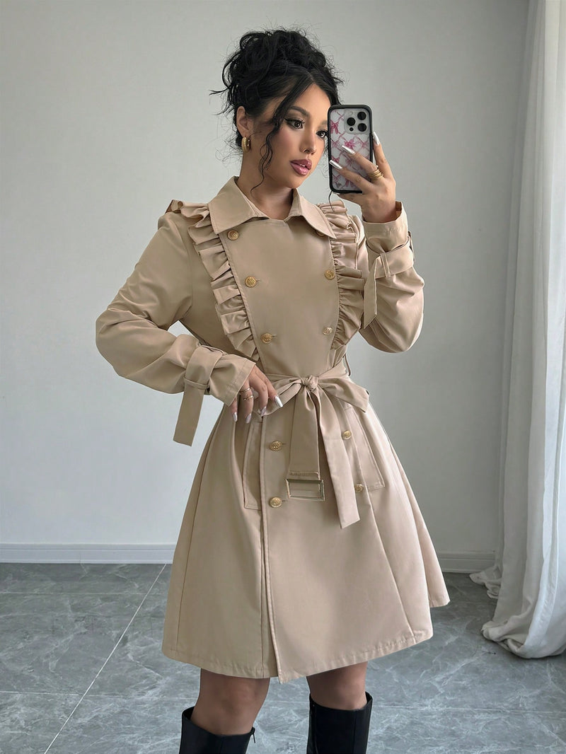 Women's Double-Breasted Trench Coat Women Trench Coats SHEIN   