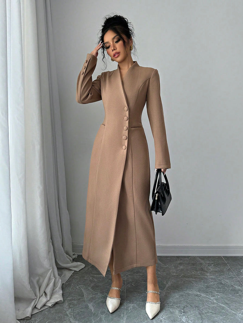 Women's Long Sleeve Wool Coat Women Overcoats SHEIN   