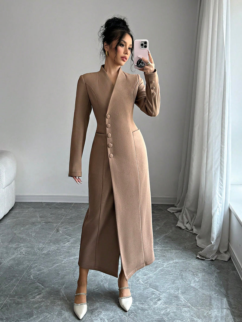 Women's Long Sleeve Wool Coat Women Overcoats SHEIN   