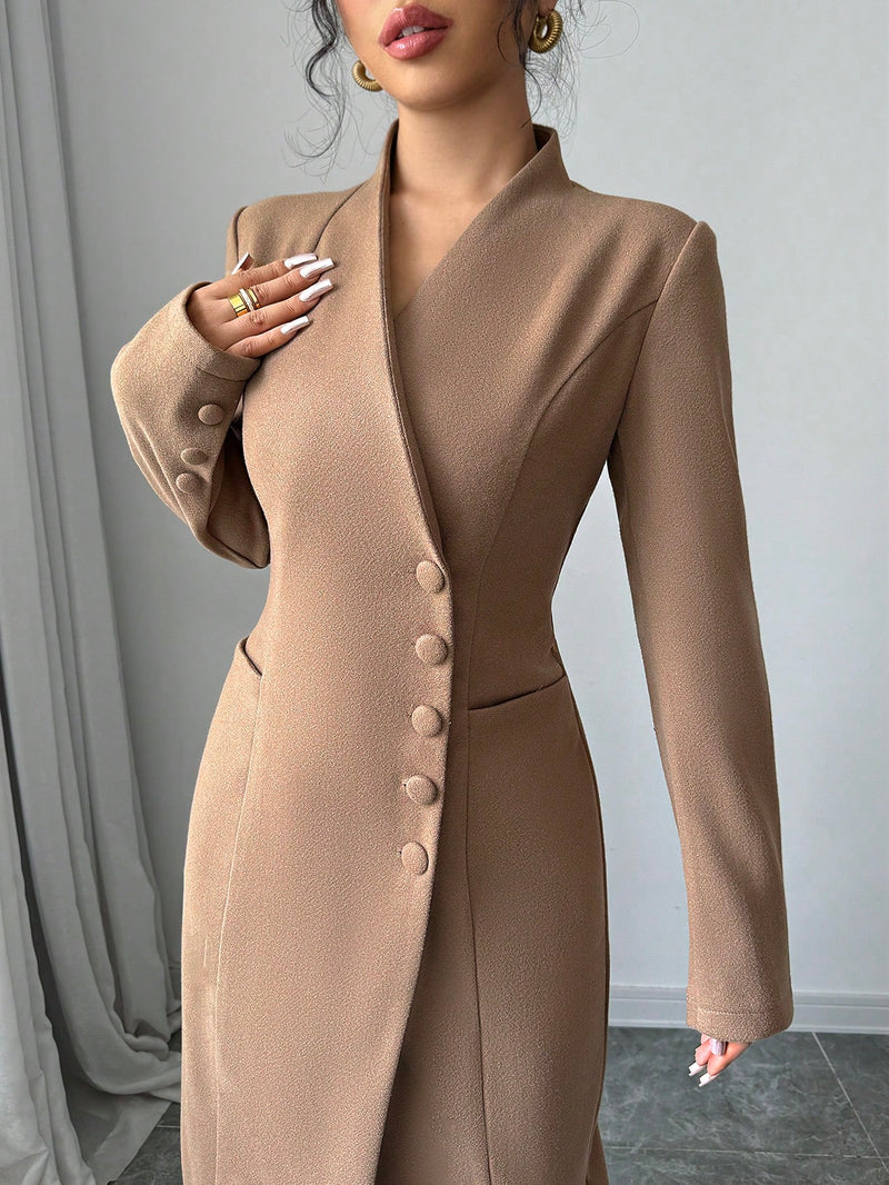 Women's Long Sleeve Wool Coat Women Overcoats SHEIN   