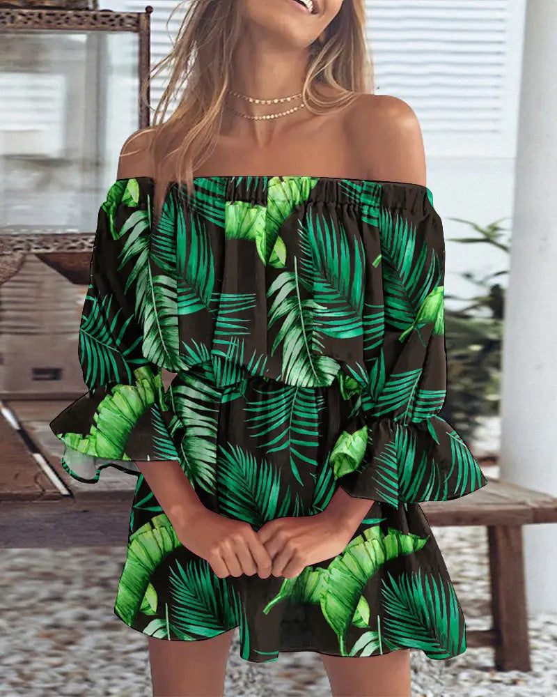 Women's One-shoulder Printed Dress One Shoulder printed dress Marven Green Print S 