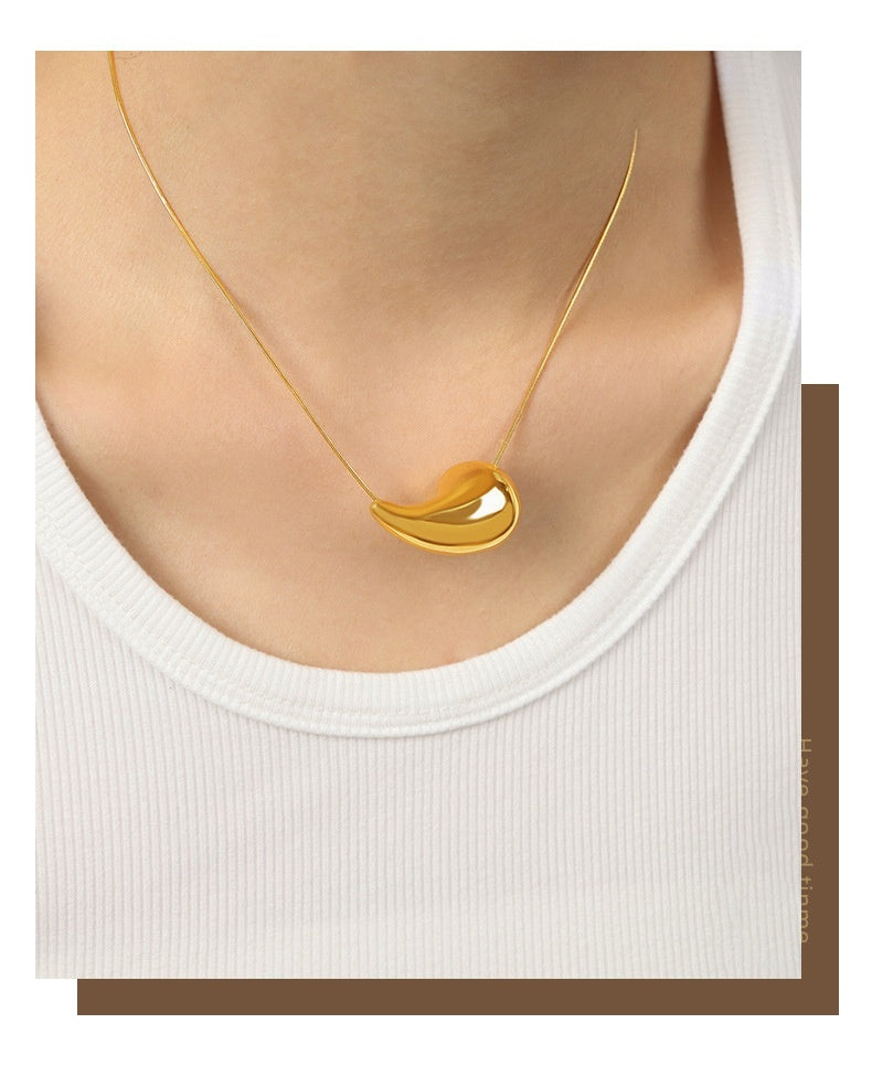 Female Geometry Bright Face Droplet Pendant Necklace Dome Drop Necklace MARVEN   