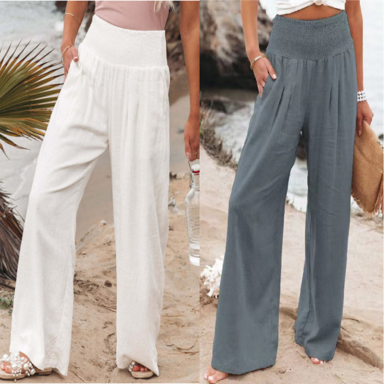 High Waist Casual Trousers High Waist casual pants Marven Gray and white 2XL 