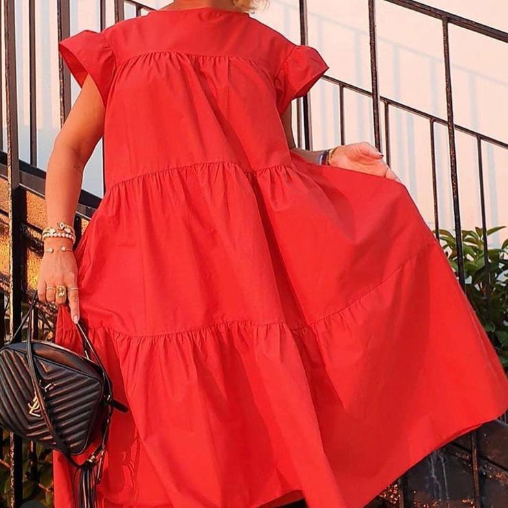 Loose Short Sleeved Dress Loose Short Sleeved Dress AliExpress Red 3XL 