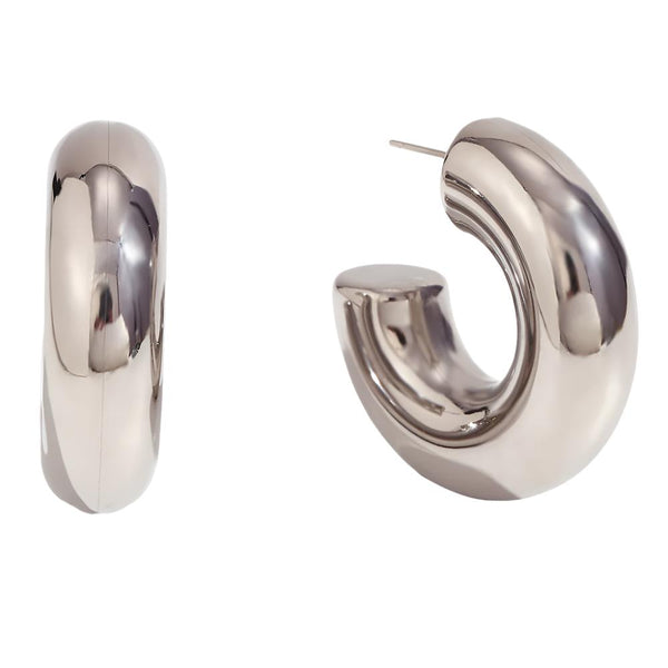 C-Shaped Hoop Earrings C-Shaped Hoop Earrings Marven Steel Color  