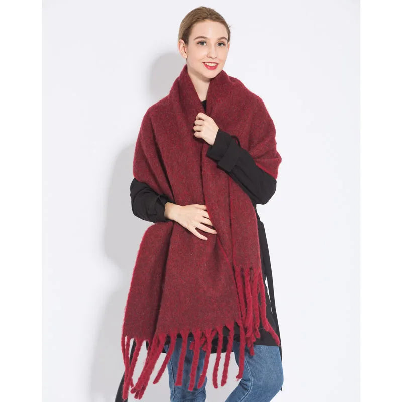 Luxury Cashmere Bright Solid Scarf  Marven Burgundy  