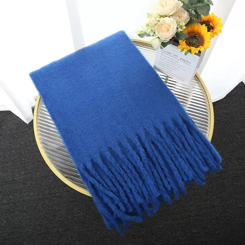 Luxury Cashmere Bright Solid Scarf  Marven Royal blue  