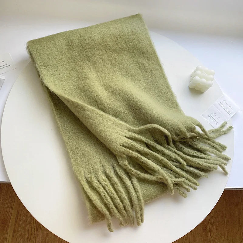 Luxury Cashmere Bright Solid Scarf  Marven Mustard green  