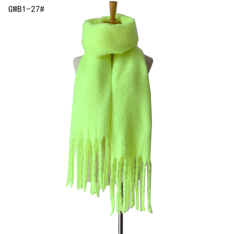 Luxury Cashmere Bright Solid Scarf  Marven Neon yellow  