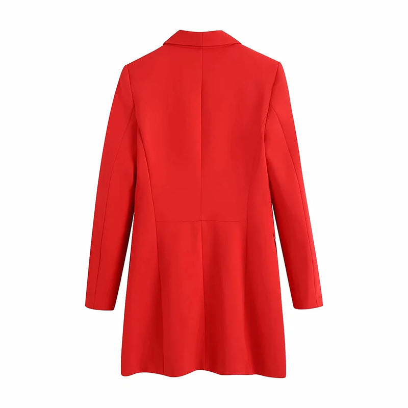 Vintage Red Notched Long Sleeve Suit for Women Vintage Red Notched Long Sleeve Suit for Women Marven   