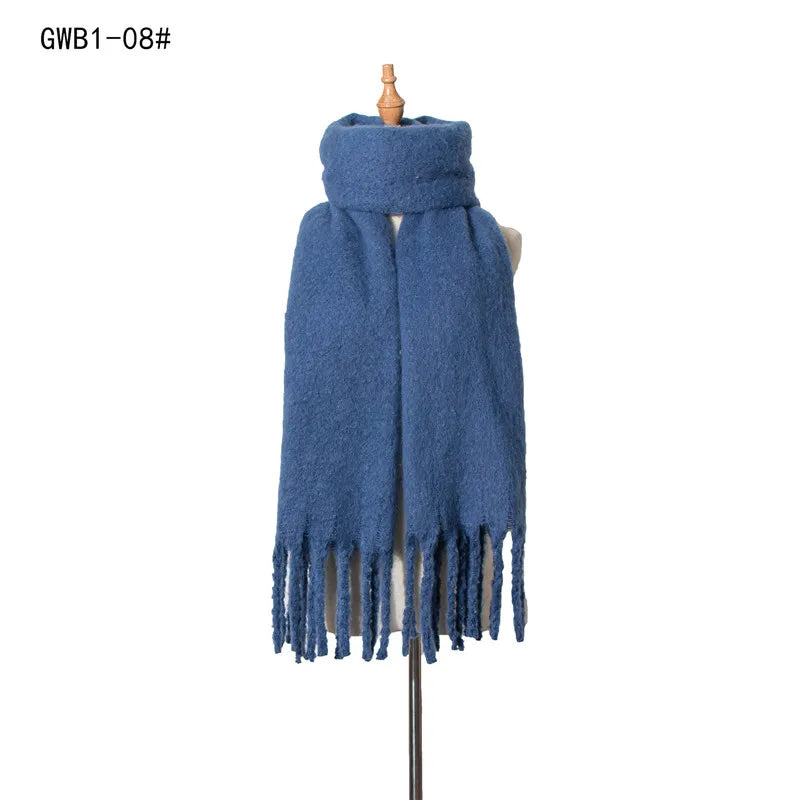 Luxury Cashmere Bright Solid Scarf  Marven Denim blue  