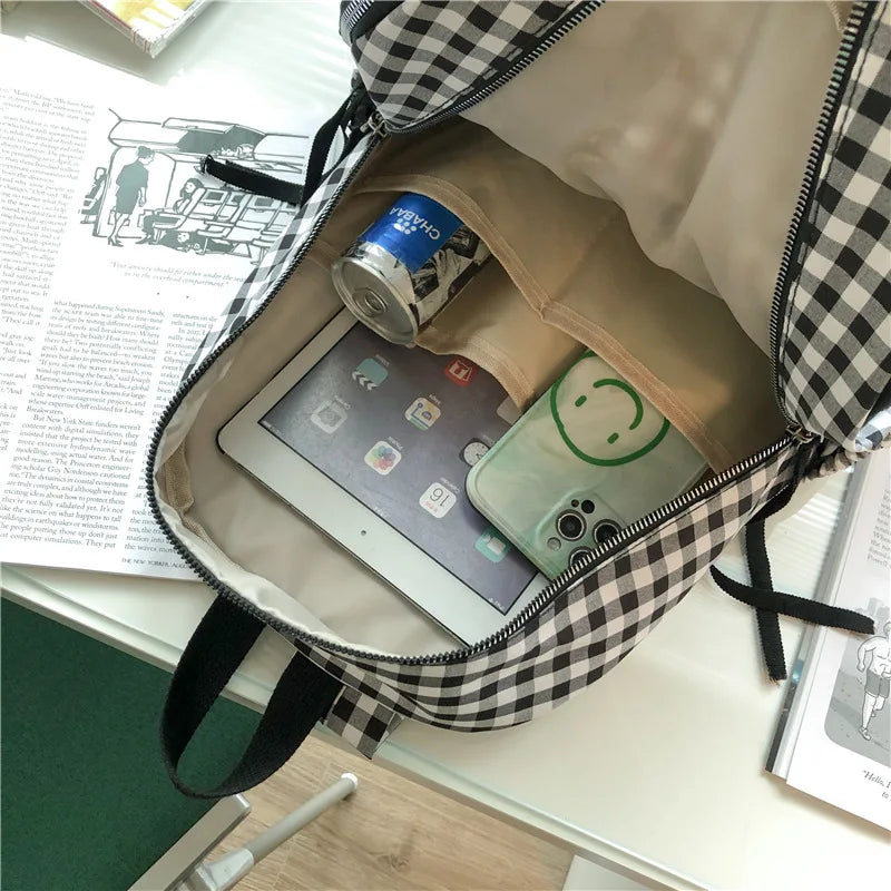 School Backpacks Plaid Pattern  Marven   