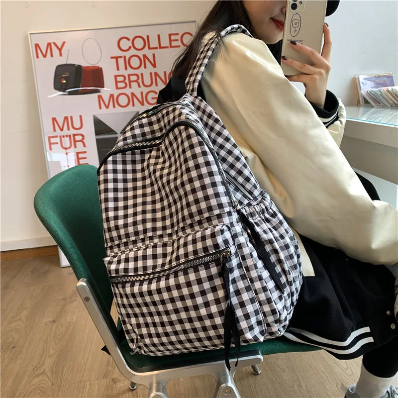 School Backpacks Plaid Pattern  Marven   