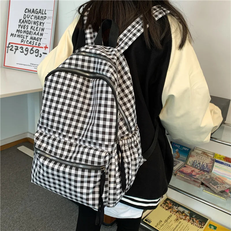 School Backpacks Plaid Pattern  Marven   