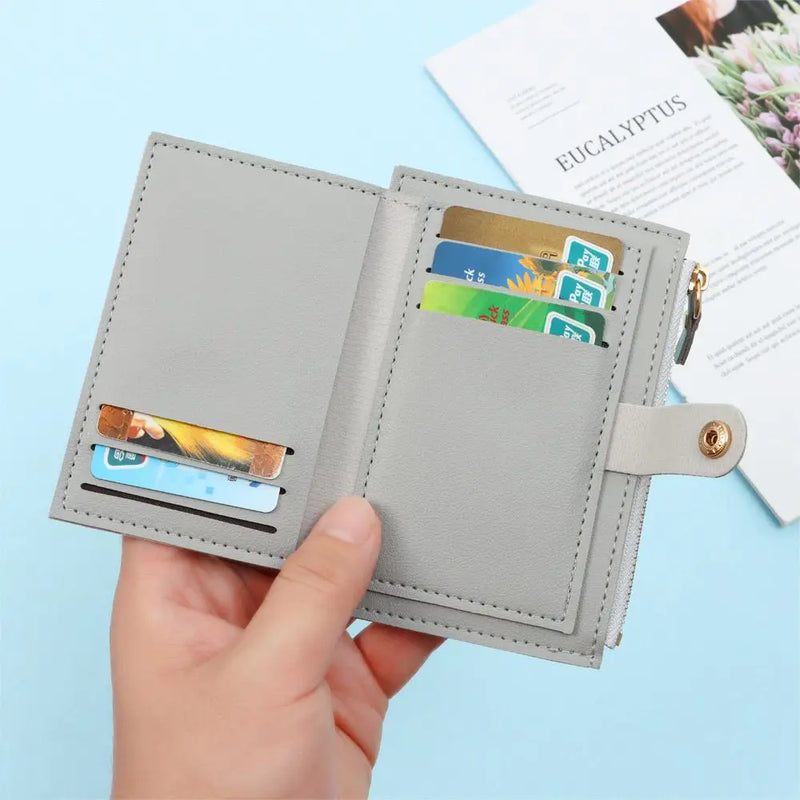 Women Fashion Small Wallet Purse Solid Color PU Leather Mini Coin Purse Wallet Credit Card Holder Bags Zipper Coin Purse  Marven   