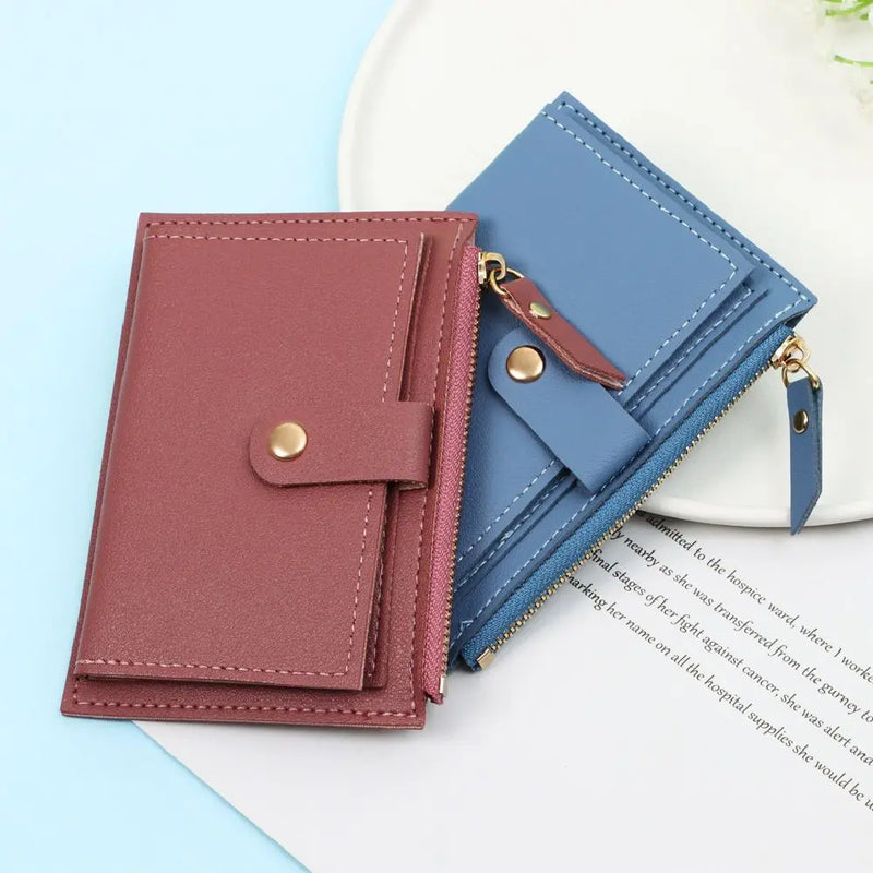 Women Fashion Small Wallet Purse Solid Color PU Leather Mini Coin Purse Wallet Credit Card Holder Bags Zipper Coin Purse  Marven   