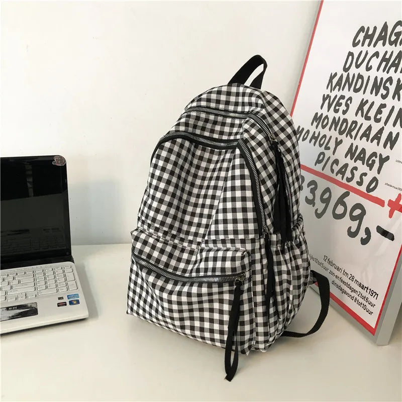 School Backpacks Plaid Pattern  Marven   