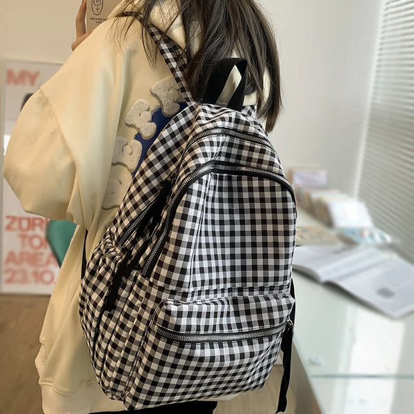 School Backpacks Plaid Pattern  Marven   