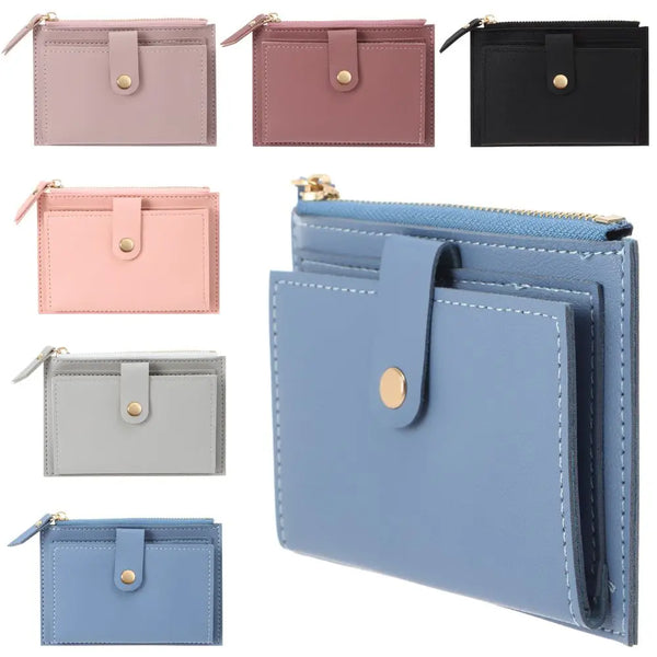 Women Fashion Small Wallet Purse Solid Color PU Leather Mini Coin Purse Wallet Credit Card Holder Bags Zipper Coin Purse  Marven   