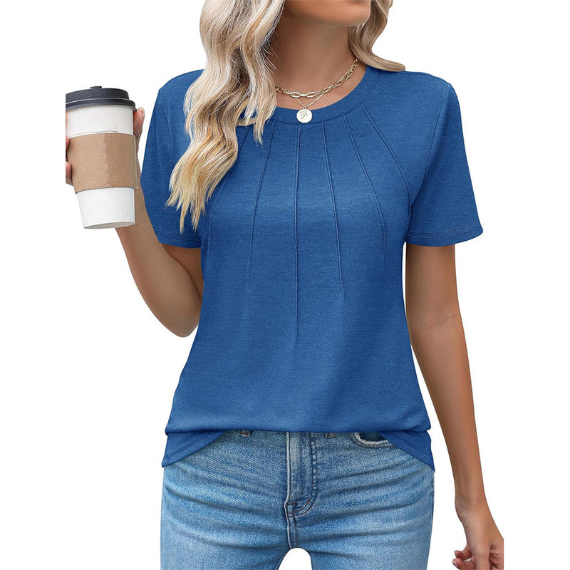 Round Neck Short Sleeve Women's Round Neck Short Sleeve women AliExpress Blue L 