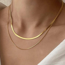 V-Shaped Flat Snake Chain Necklace - Sleek & Creative Sleek & Creative Marven 7  