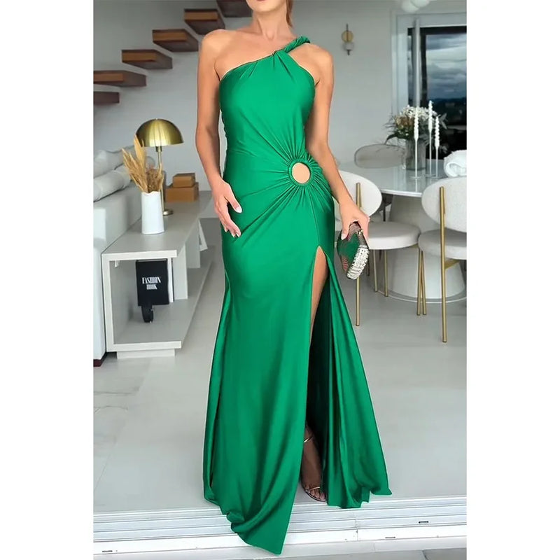 Satin One Shoulder Dress Satin One Shoulder Dress Marven Green S 