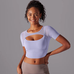 Solid Color Yoga Tank Top - Mesh Double Layer Sports Bra Top Double Layer Sports Bra Marven   