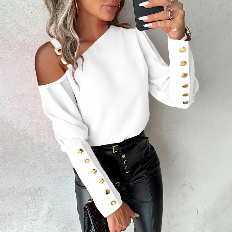 Casual Off Shoulder Blouse | Elegant Red Long Sleeve Women's Top Casual Off Shoulder Blouse - Elegant Red Women’s Top Marven White S 