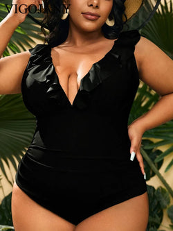 Verge Strapped Plus Size One-Piece Swimsuit Verge Strapped Plus Size One-Piece Swimsuit Marven Black Swimsuit 2XL 