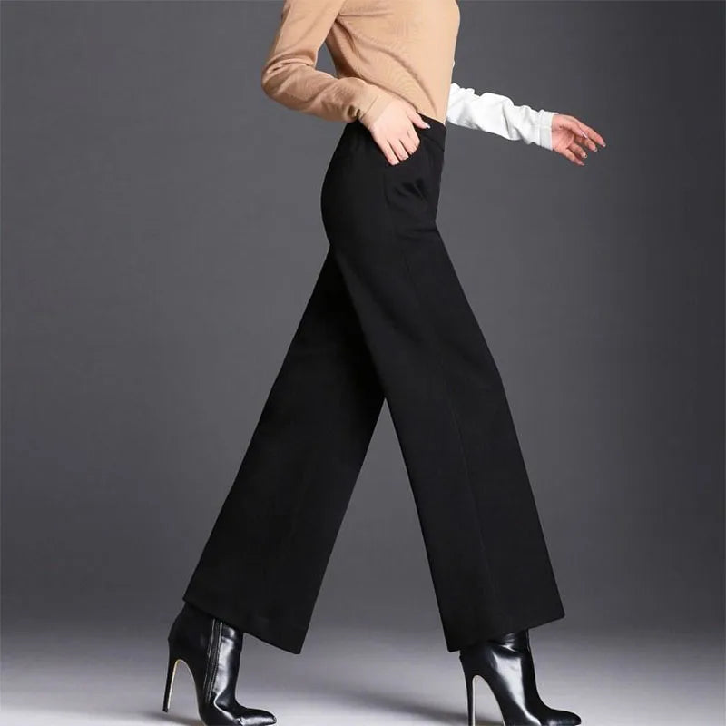 Oversize Woolen Pants - High Waist Elastic Band Casual Trousers Oversize Woolen Pants - High Waist Elastic Band Casual Trousers Marven   