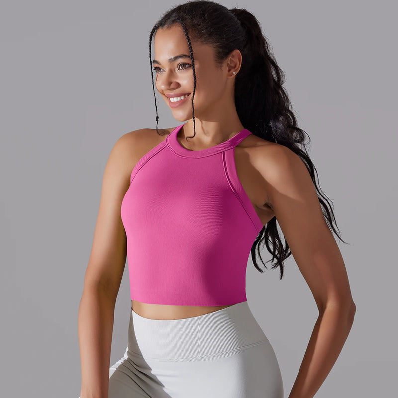 Double Layer Breathable Sports Bra - Seamless Gym Top Breathable Double Layer Sports Bra - Seamless Gym Top Marven Rose Red XS 