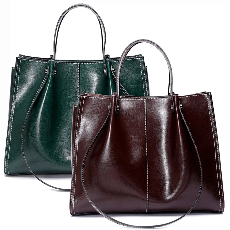 Retro Genuine Leather Tote  Marven   