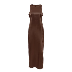 Brown Satin Elegant Dress Brown Satin Elegant Dress Marven Brown S 