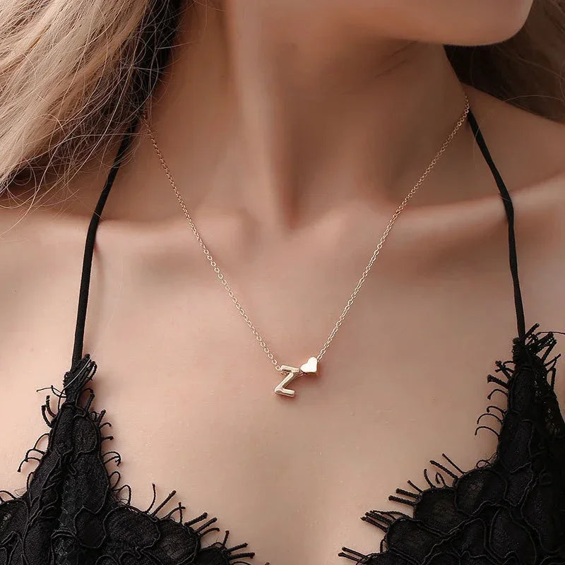 Tiny Heart Initial Necklace  Marven   