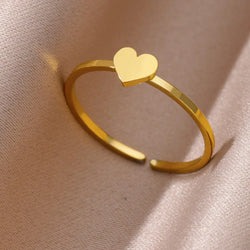 Stainless Steel Aesthetic Heart Gold Color Wedding Ring Heart Gold Color Wedding Ring Marven 5004G-1 Diameter 17mm 