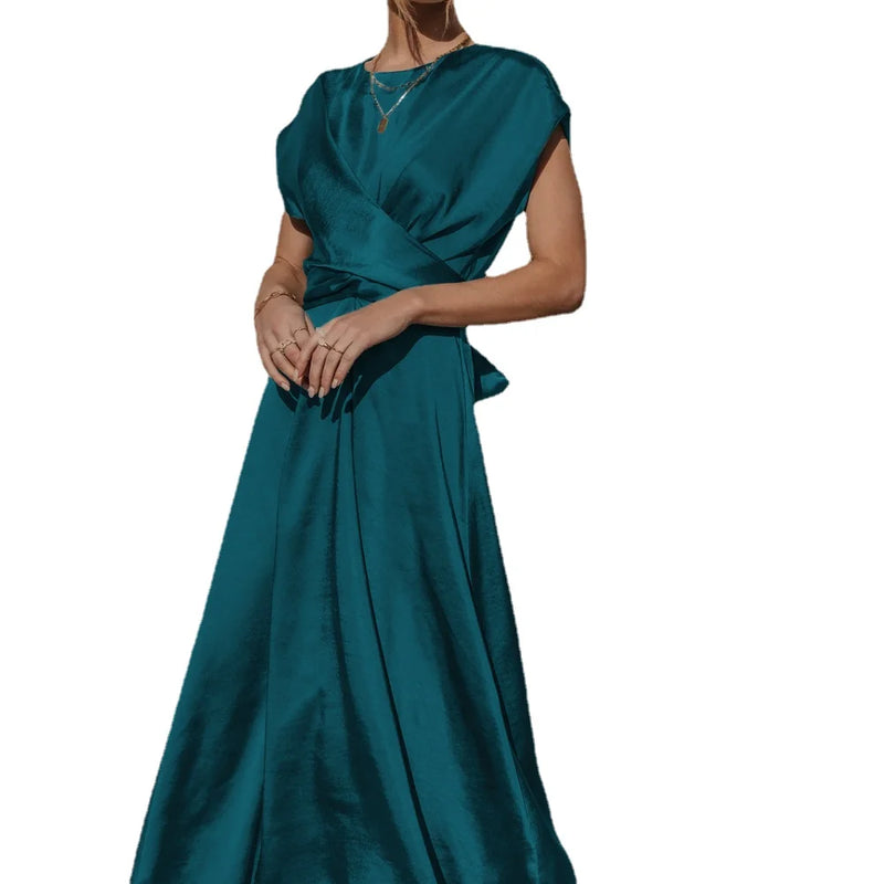 Satin Binding Drape Dress Satin Binding Drape Dress Marven   