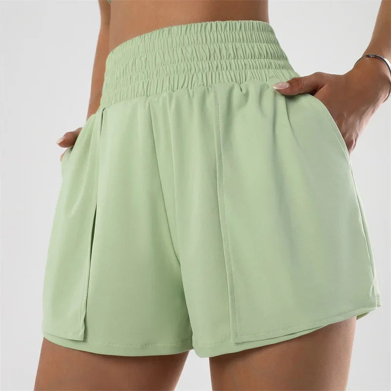 Two Piece Elastic Waist Shorts  Marven green M 