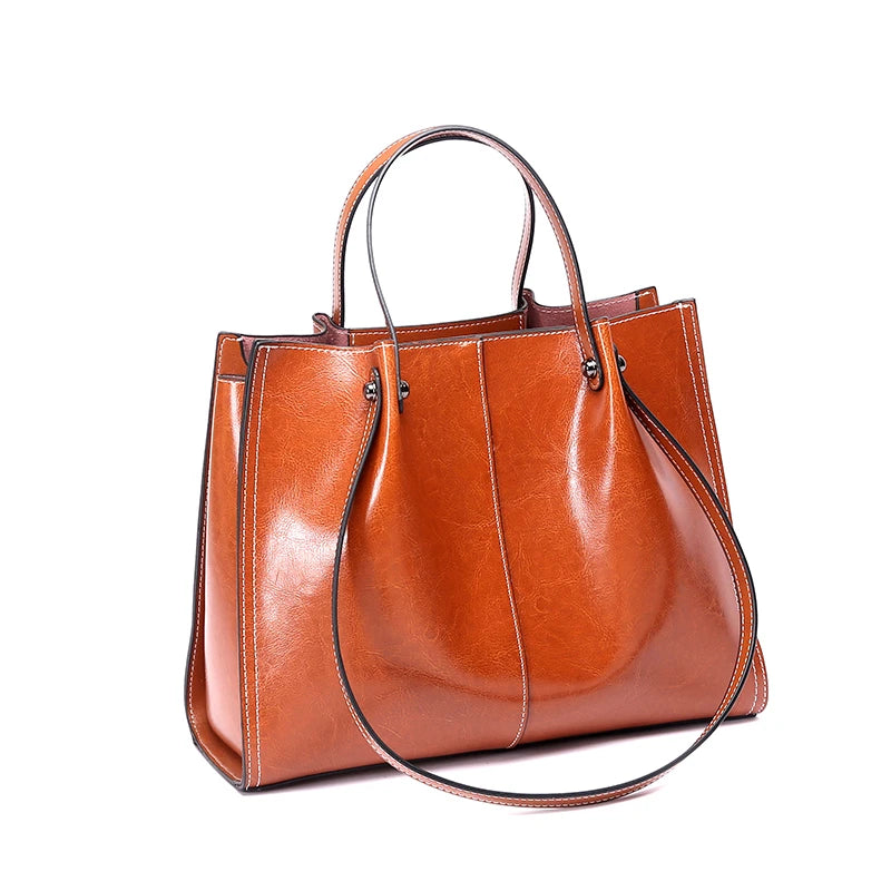 Retro Genuine Leather Tote  Marven Brown  