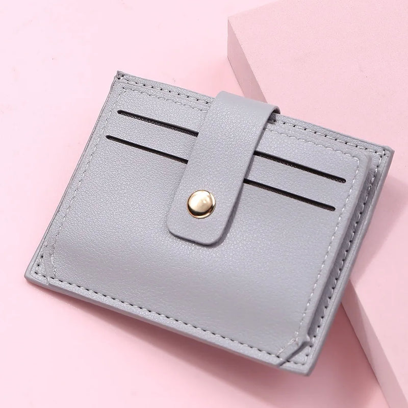 Women Fashion Small Wallet Purse Solid Color PU Leather Mini Coin Purse Wallet Credit Card Holder Bags Zipper Coin Purse  Marven F-grey  