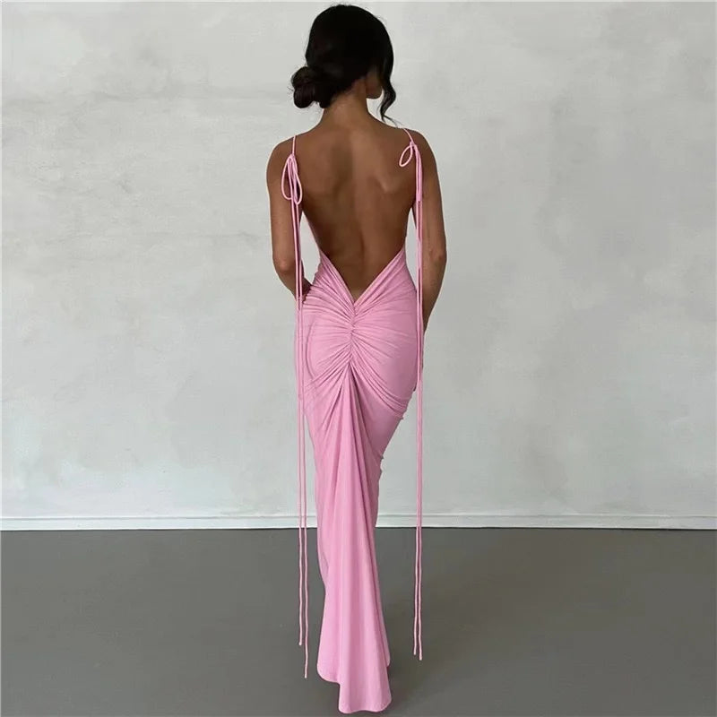 Backless Maxi Dress Backless Maxi Dress Marven Pink XS 